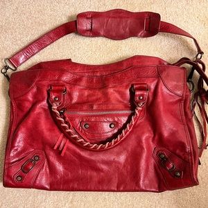 Balenciaga Red Medium size motorcycle satchel